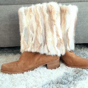 Stuart Weitzman Mink and Suede Boots Size 7